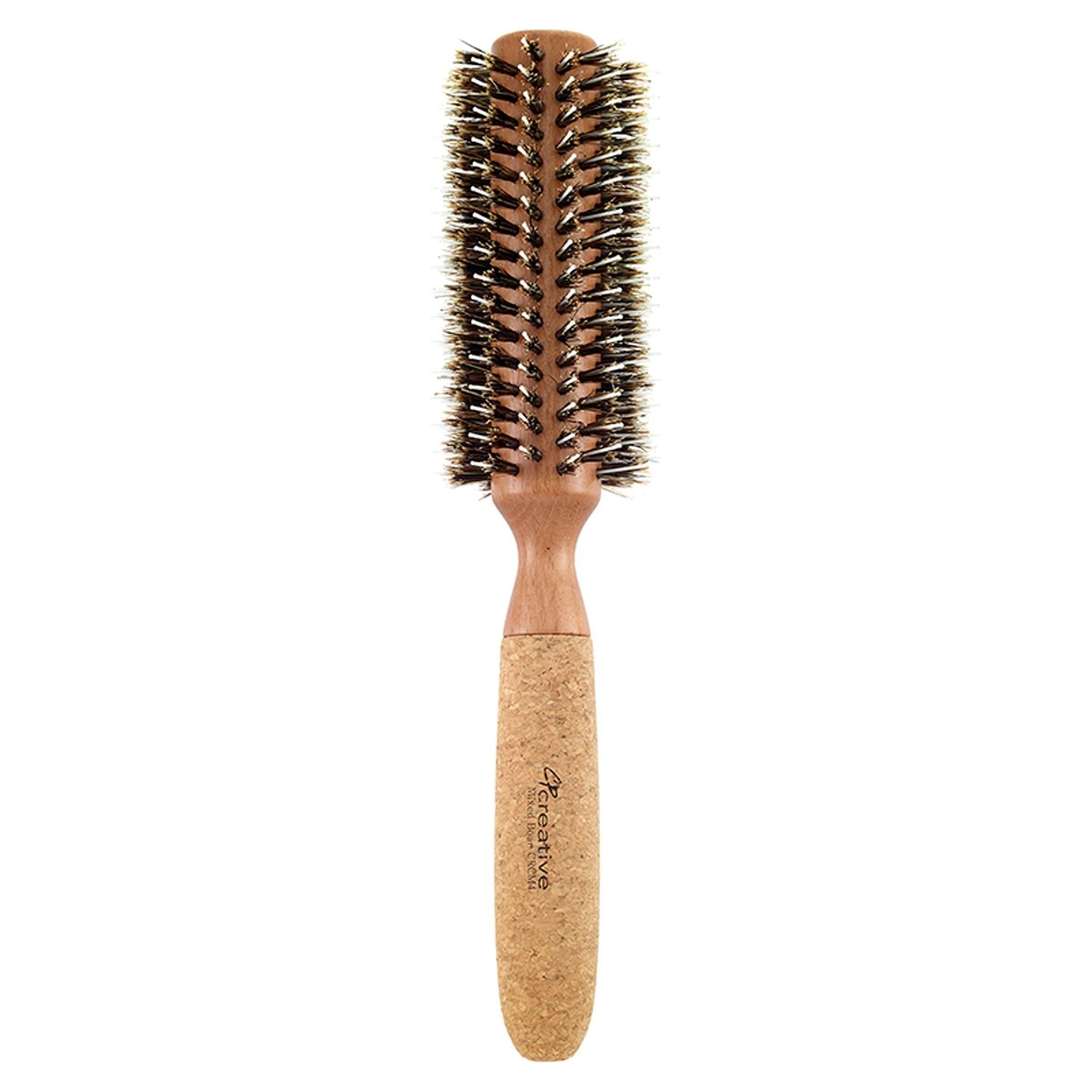 Eco-Friendly Birchwood and Cork Mixed Boar Bristle Round Hair Brush