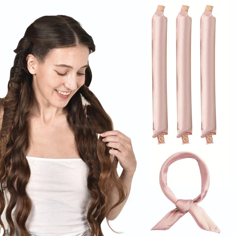 Satin Heatless Hair Curlers | Overnight No Heat Curling Rod Set