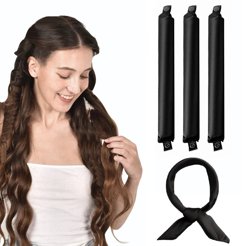 Satin Heatless Hair Curlers | Overnight No Heat Curling Rod Set