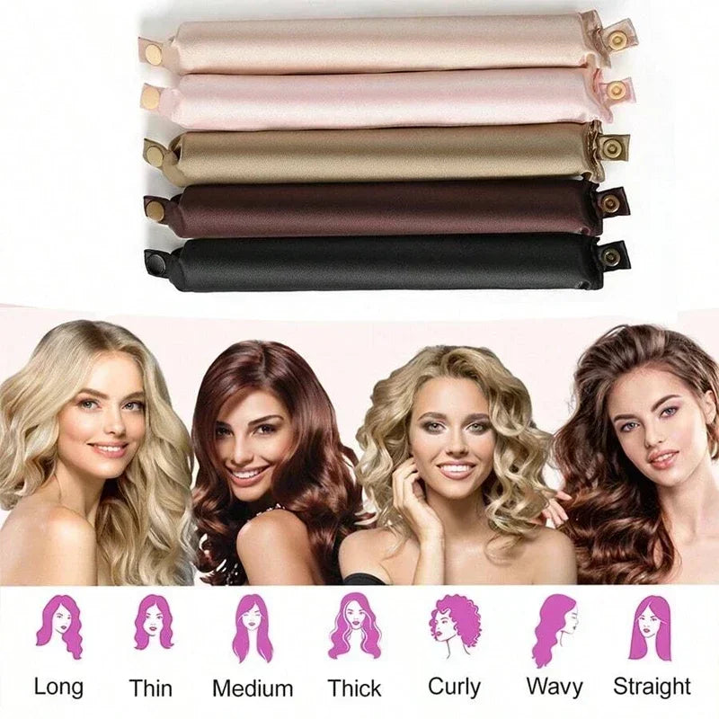 Satin Heatless Hair Curlers | Overnight No Heat Curling Rod Set