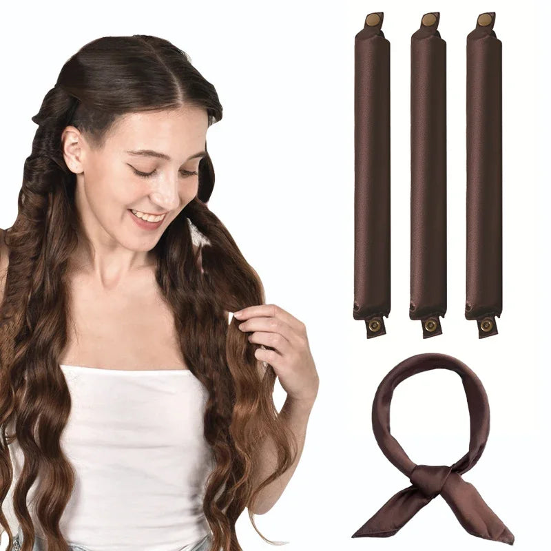 Satin Heatless Hair Curlers | Overnight No Heat Curling Rod Set