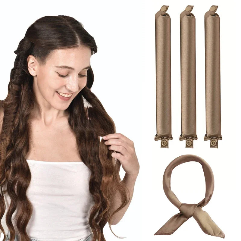 Satin Heatless Hair Curlers | Overnight No Heat Curling Rod Set