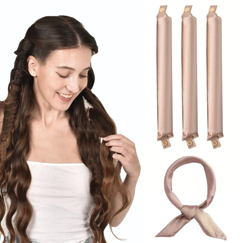 Satin Heatless Hair Curlers | Overnight No Heat Curling Rod Set