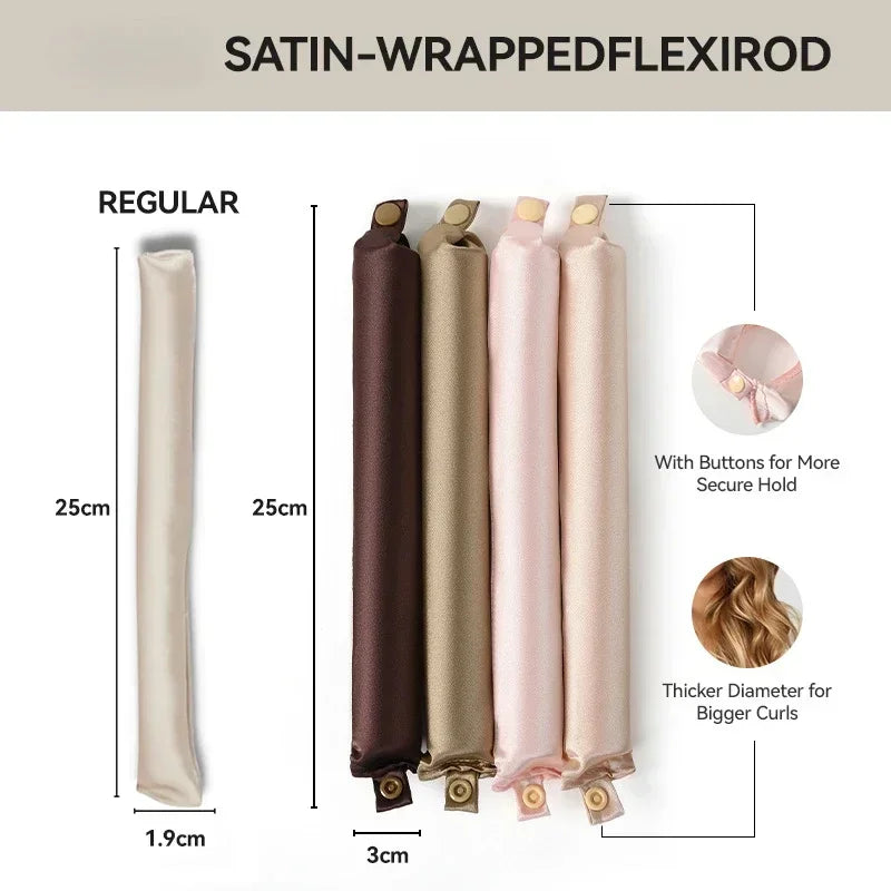 Satin Heatless Hair Curlers | Overnight No Heat Curling Rod Set