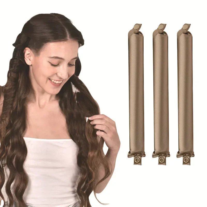 Satin Heatless Hair Curlers | Overnight No Heat Curling Rod Set