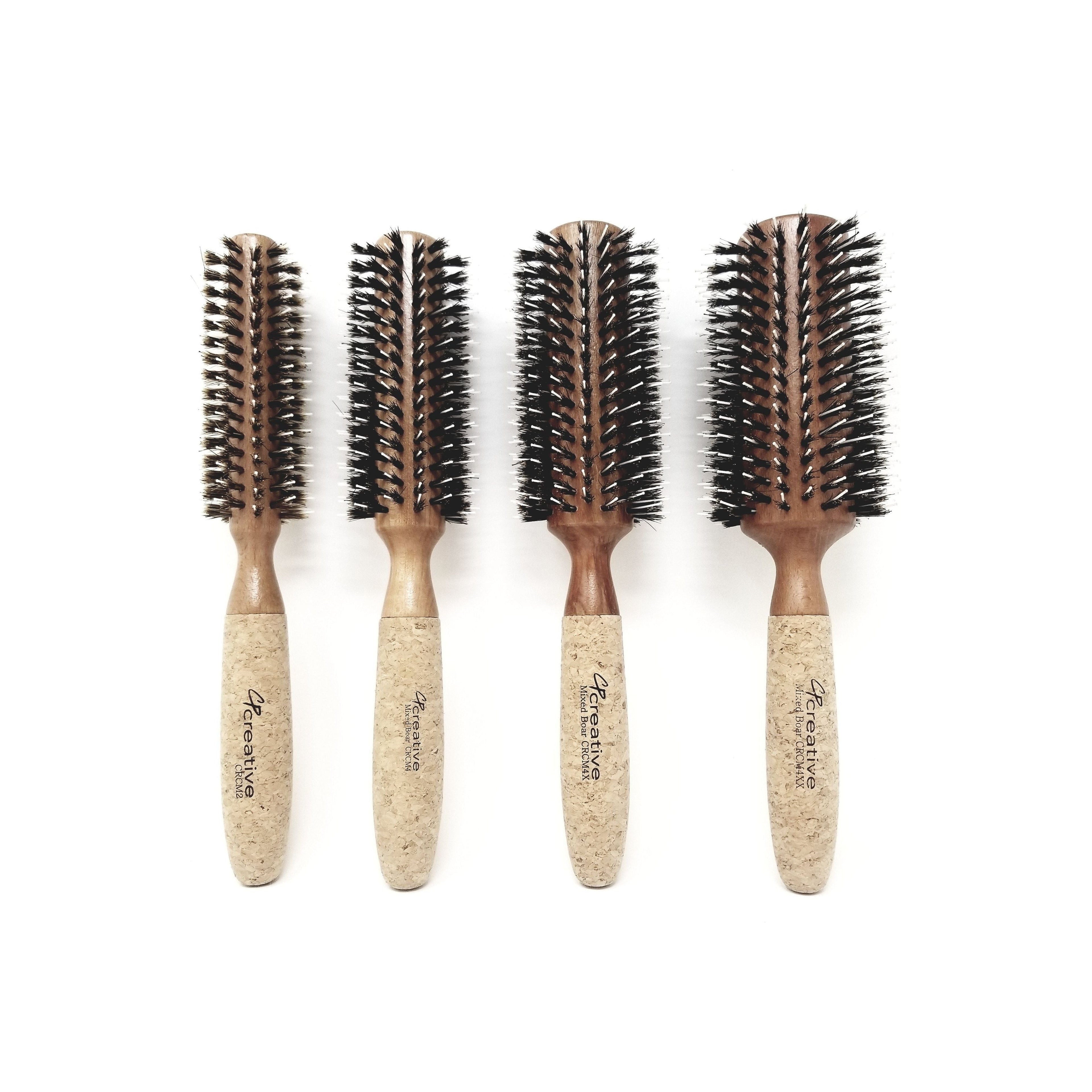 Eco-Friendly Birchwood and Cork Mixed Boar Bristle Round Hair Brush