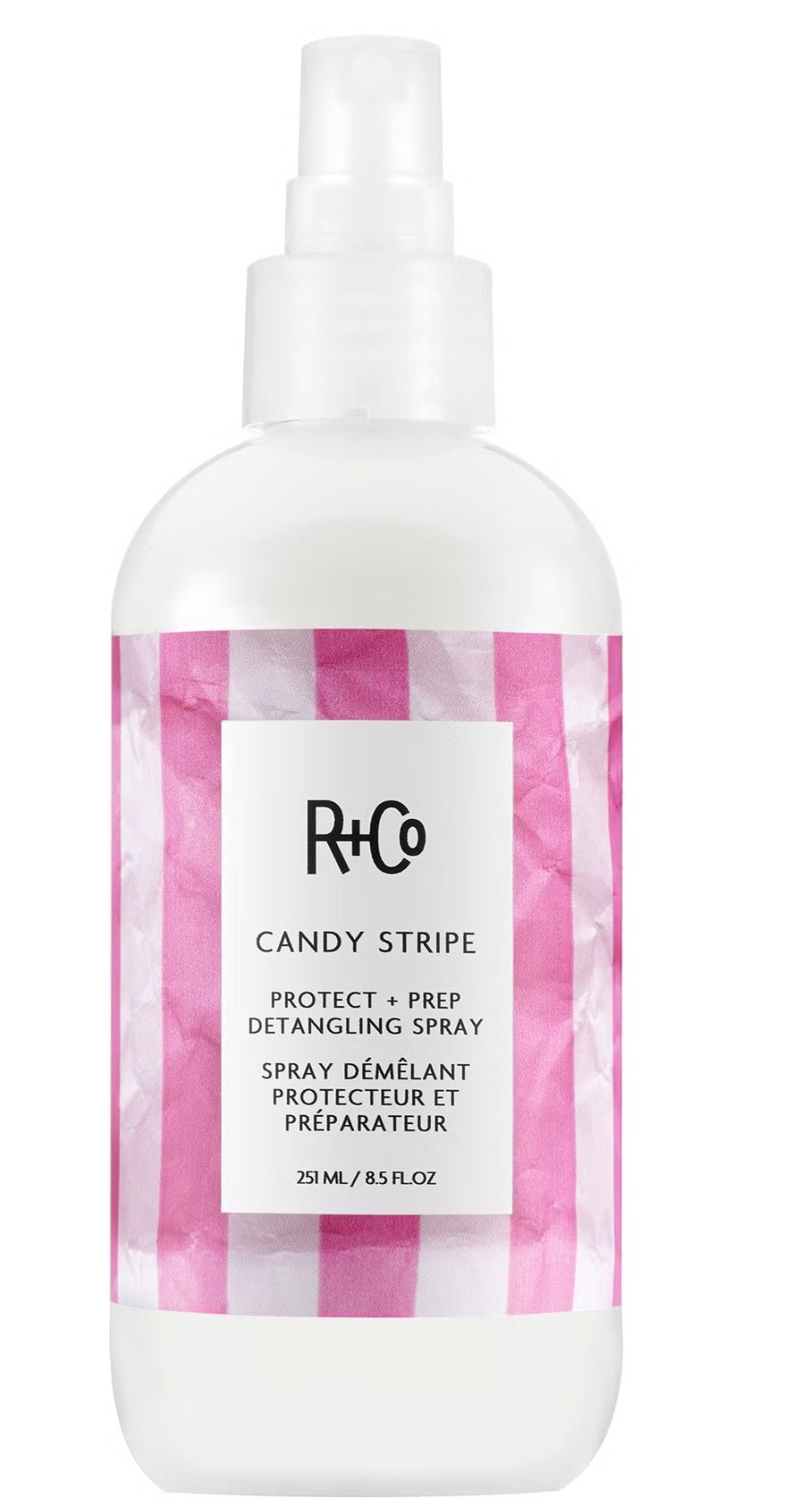 R and Co Candy Stripe Protect + Prep Detangling Spray 8.5 oz.